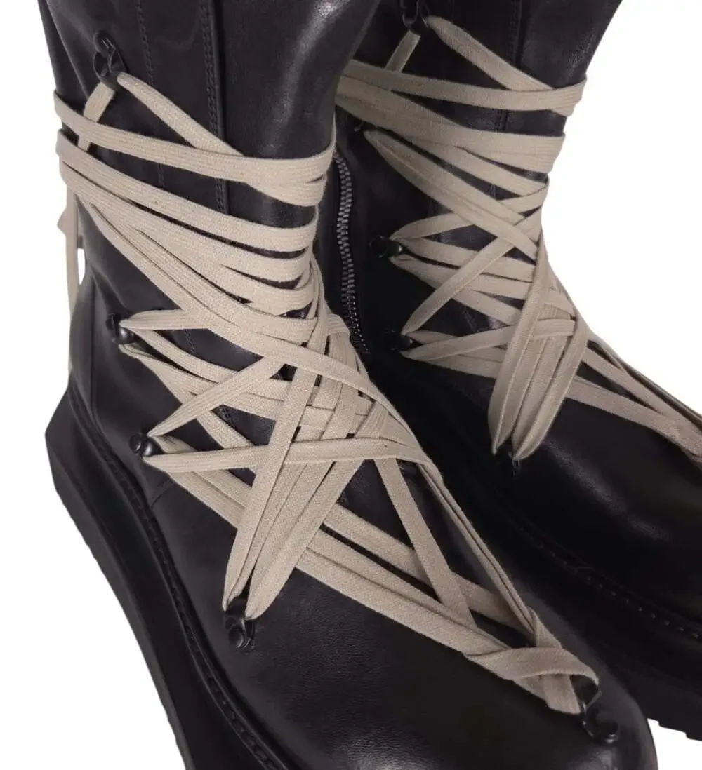 Rick Owens Megalace Turbo Cyclops Boots US 13 EU 46 Mens Black Leather Platform
